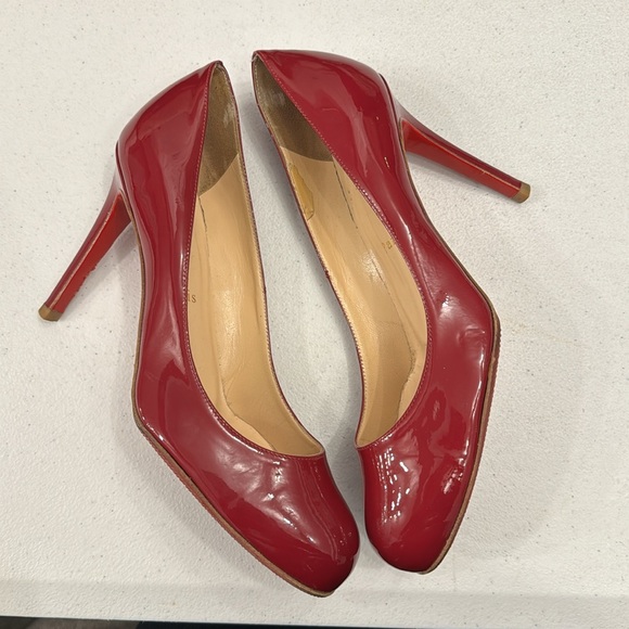 Christian Louboutin Cranberry Patent Leather Pumps - Picture 3 of 8